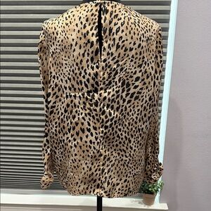 Mango Tan and Black Animal Print Blouse